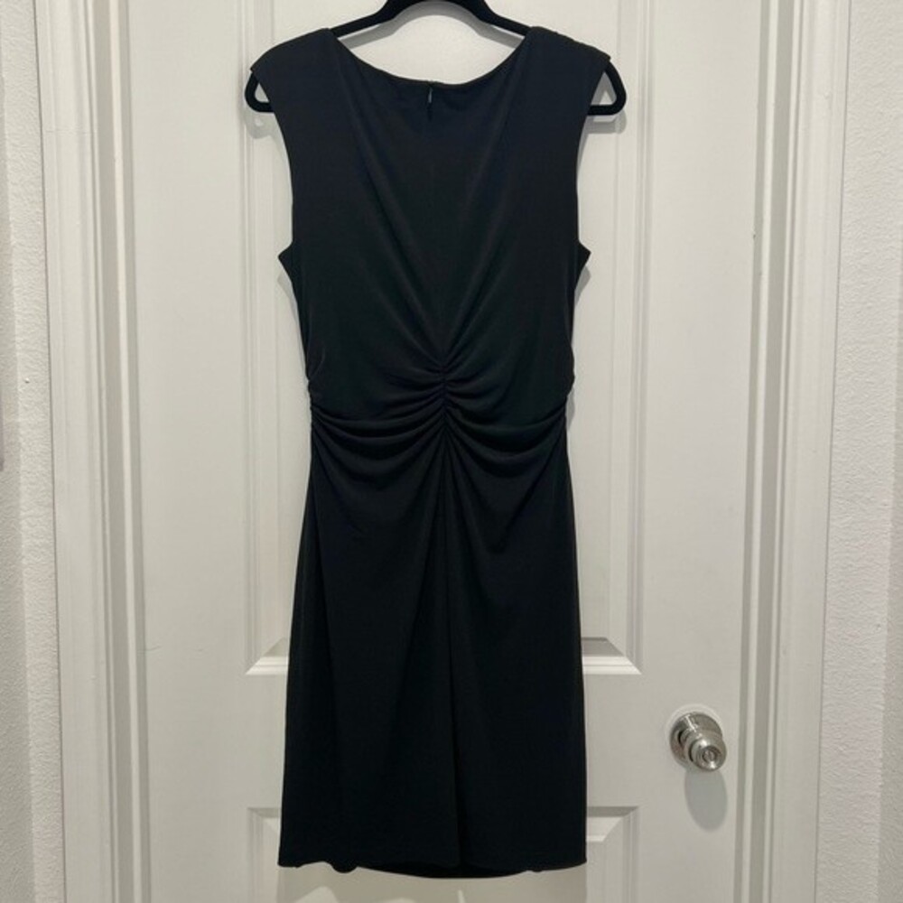David Meister LBD | Cowl Neck Black Fitted Black Sleeveless Dress Women's Sz. 12 - Picture 6 of 10